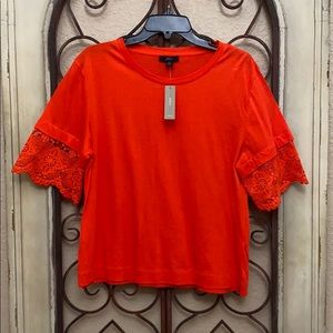 J. Crew Lace Sleeve Tee